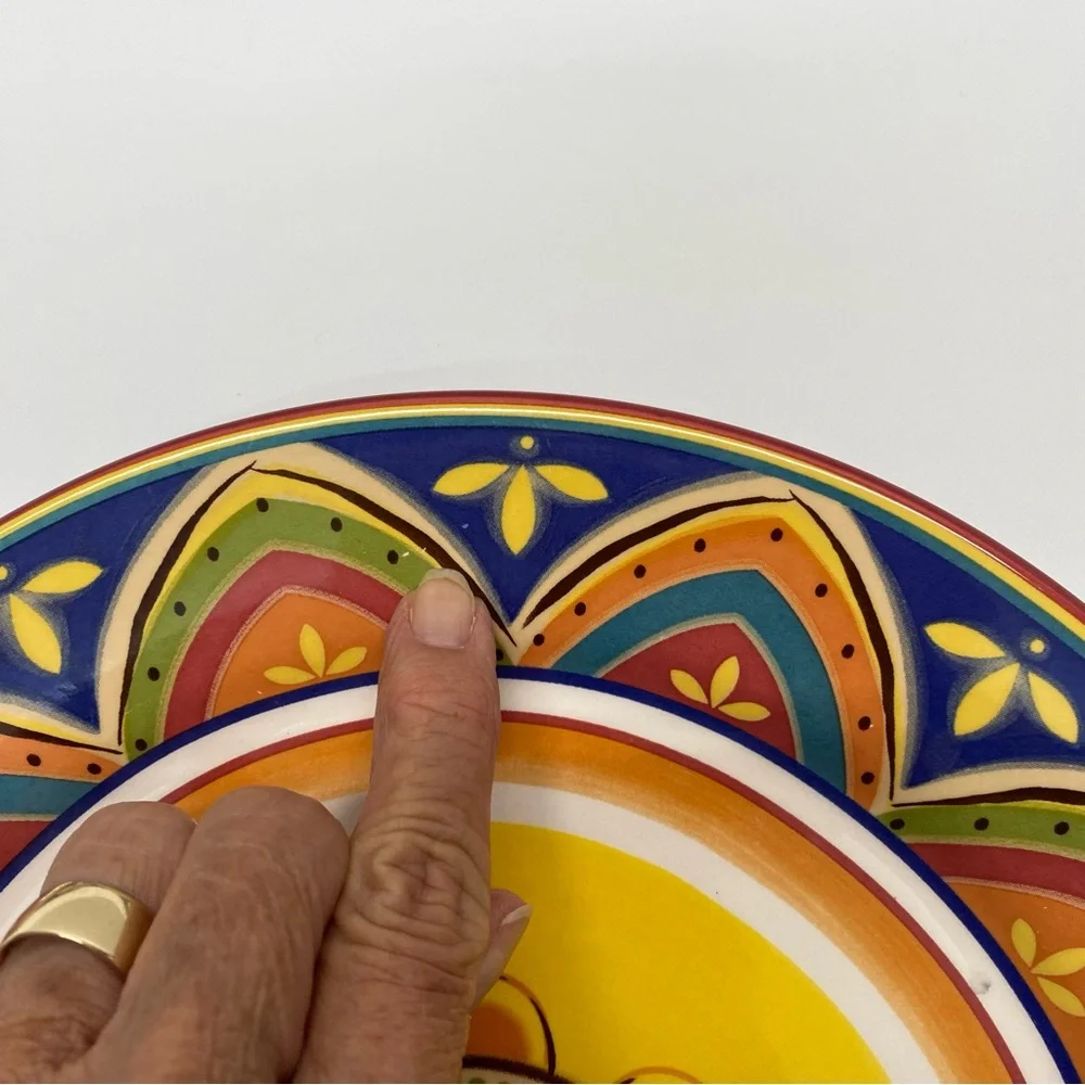 Pier 1 Mexicali Print Dinner Plate Multicolored Stoneware Contemporary READ